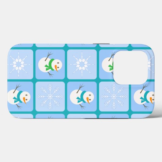 Winter geruit patroon sneeuwman en sneeuwvlokken Case-Mate iPhone case (Achterkant (horizontaal))