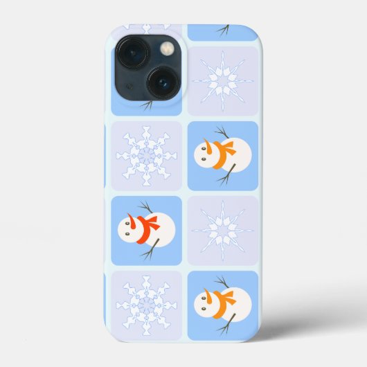Winter geruit patroon sneeuwman en sneeuwvlokken Case-Mate iPhone case (Achterkant)