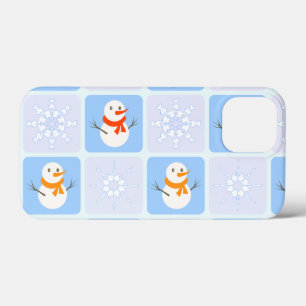 Winter geruit patroon sneeuwman en sneeuwvlokken Case-Mate iPhone case