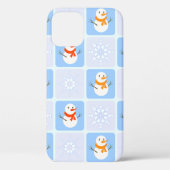 Winter geruit patroon sneeuwman en sneeuwvlokken Case-Mate iPhone case (Achterkant)