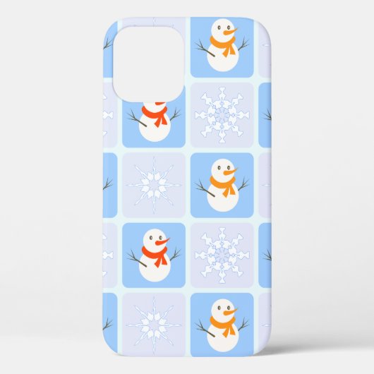 Winter geruit patroon sneeuwman en sneeuwvlokken Case-Mate iPhone case (Achterkant)