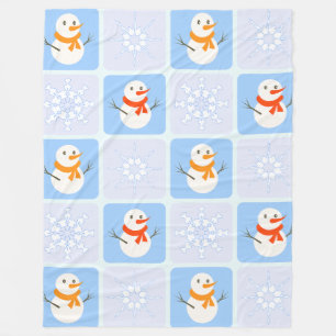 Winter geruit patroon sneeuwman en sneeuwvlokken fleece deken