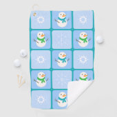 Winter geruit patroon sneeuwman en sneeuwvlokken golfhanddoek (Insitu)