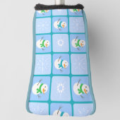 Winter geruit patroon sneeuwman en sneeuwvlokken golfheadcover (Draai 90)