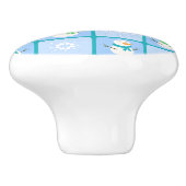 Winter geruit patroon sneeuwman en sneeuwvlokken keramische knop (Zijkant)