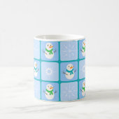 Winter geruit patroon sneeuwman en sneeuwvlokken koffiemok (Center)