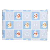 Winter geruit patroon sneeuwman en sneeuwvlokken kussensloop (Achterkant-Links)