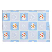 Winter geruit patroon sneeuwman en sneeuwvlokken kussensloop (Achterkant-Rechts)