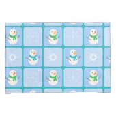 Winter geruit patroon sneeuwman en sneeuwvlokken kussensloop (Voorkant-Rechts)