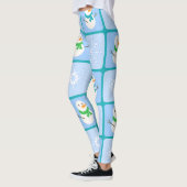 Winter geruit patroon sneeuwman en sneeuwvlokken leggings (Links)