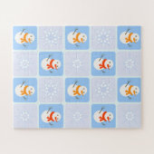 Winter geruit patroon sneeuwman en sneeuwvlokken legpuzzel (Horizontaal)