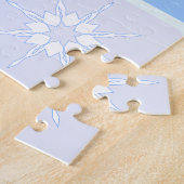 Winter geruit patroon sneeuwman en sneeuwvlokken legpuzzel (Zijkant)