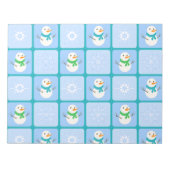 Winter geruit patroon sneeuwman en sneeuwvlokken notitieblok (Voorkant)