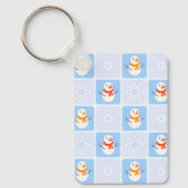 Winter geruit patroon sneeuwman en sneeuwvlokken sleutelhanger (Voorkant)