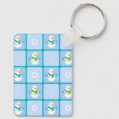 Winter geruit patroon sneeuwman en sneeuwvlokken sleutelhanger (Achterkant)