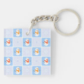 Winter geruit patroon sneeuwman en sneeuwvlokken sleutelhanger (Achterkant)