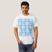 Winter geruit patroon sneeuwman en sneeuwvlokken t-shirt (Voorkant volledig)