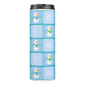 Winter geruit patroon sneeuwman en sneeuwvlokken thermosbeker (Achterkant)