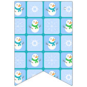 Winter geruit patroon sneeuwman en sneeuwvlokken vlaggetjes (Tweede vlag)