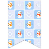 Winter geruit patroon sneeuwman en sneeuwvlokken vlaggetjes (Derde vlag)