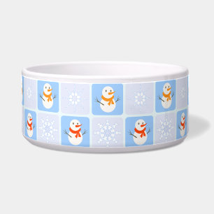 Winter geruit patroon sneeuwman en sneeuwvlokken voerbakje
