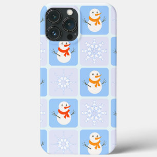 Winter geruite sneeuwman en sneeuwvlokken Case-Mate iPhone case