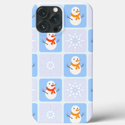 Winter geruite sneeuwman en sneeuwvlokken Case-Mate iPhone case (Achterkant)