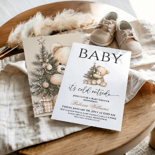 Winter Geslacht Neutrale Teddydbeer Baby Shower Kaart