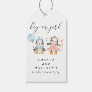 Winter Geslacht Onthulling Knus Pinguïns Baby Sh Cadeaulabel