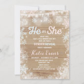 Winter Geslacht Reveal Uitnodiging Rustieke Reveal (Voorkant)