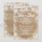 Winter Geslacht Reveal Uitnodiging Rustieke Reveal (Voorkant / Achterkant)