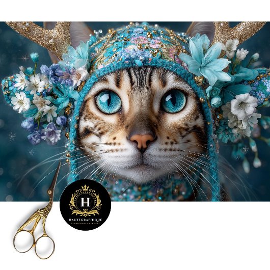 Winter Geweih Bengaalse Kat Decoupage Ambachtspapi Tissuepapier