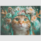 Winter Geweih Kat Bloem Decoupage Ambachtspapier Tissuepapier (Voorkant)