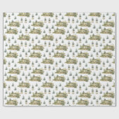 Winter Gezellig huisje voor bomen Vakantie Kerstmi Cadeaupapier (Vlak)