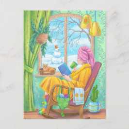 Winter gezellige hand getekend huis illustratie briefkaart