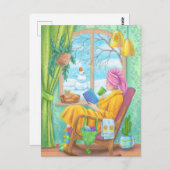 Winter gezellige hand getekend huis illustratie briefkaart (Voorkant / Achterkant)