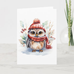 Winter gezellige uil kaart