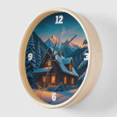 Winter / Gezellige Winter Cabin Muur Klok (Hoek)