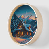 Winter / Gezellige Winter Cabin Muur Klok (Hoek)
