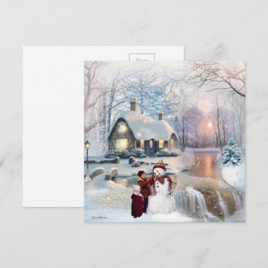 Winter Ghear Snowman-kerstkaart (Voorkant / Achterkant)