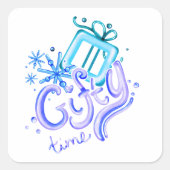 Winter Gifty Time Stickers met cadeau en sneeuwvlo (Voorkant)