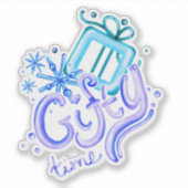 Winter Gifty Time Stickers with Gift and Snowflake (Voorkant)