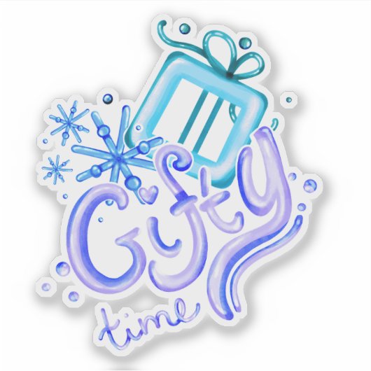 Winter Gifty Time Stickers with Gift and Snowflake (Voorkant)