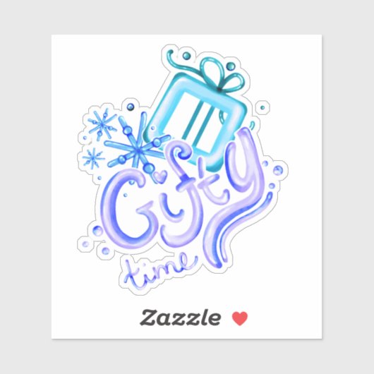 Winter Gifty Time Stickers with Gift and Snowflake (Vel)