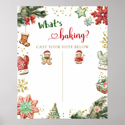 Winter Gingerbread Gender Reveal Stembord Poster (Voorkant)