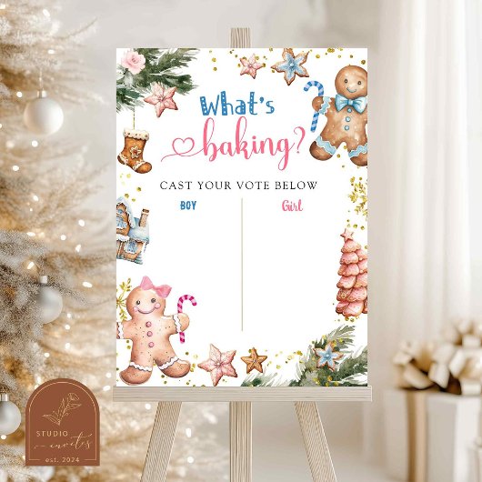 Winter Gingerbread Gender Reveal Stembord Poster