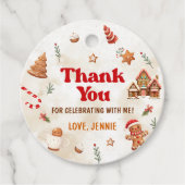 Winter Gingerbread House Kerstmis 1e verjaardag Bedankjes Labels (Voorkant)