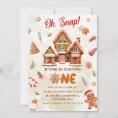 Winter Gingerbread House Kerstmis 1e verjaardag Kaart (Voorkant)