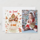 Winter Gingerbread House Kerstmis 1e verjaardag Kaart (Voorkant)