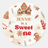 Winter Gingerbread House Kerstmis 1e verjaardag Ronde Sticker (Voorkant)